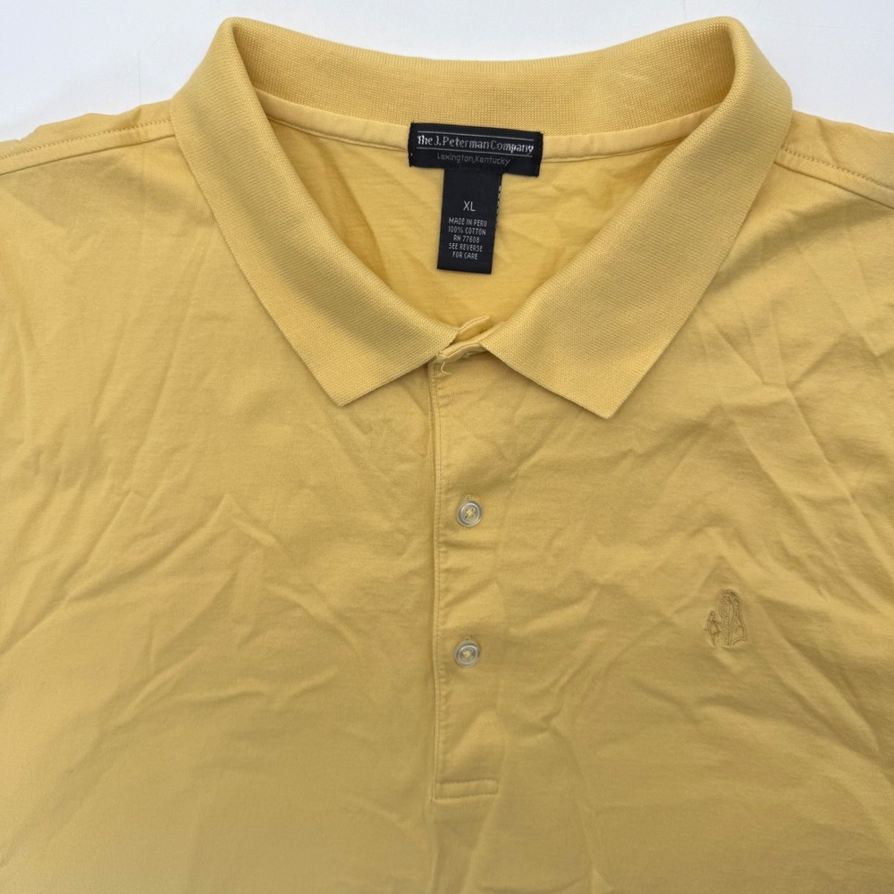 The J. Peterman Company Polo Shirt Mens XL Yellow Short Sleeve Cotton Classic
